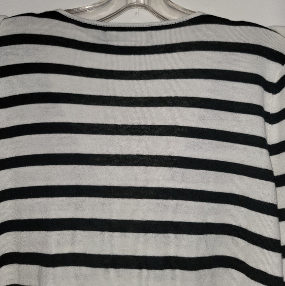 Lauren Ralph Lauren Ivory Polo Black Striped Ruffle Trim Cardigan Size Large - Picture 14 of 16